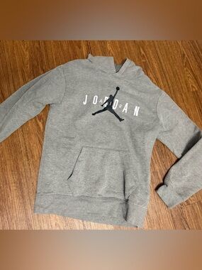 Jordan Gray Pullover Hoodie with Black Jumpman